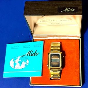 Vintage Mido SWISSONIC Digital men’s Watch w/Box & Manual RARE NEEDS BATTERY